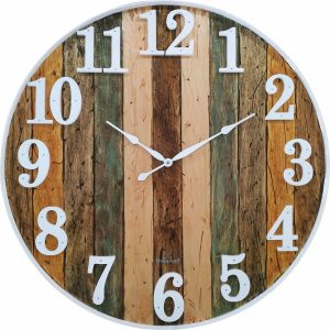 Shiplap with white Rim Large Rustic Wooden Wall Clock